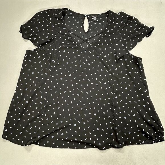 Torrid Top Women's 3 3X Black Cottagecore Boho Beachy Criss Cross Boats Flutter - Picture 7 of 13